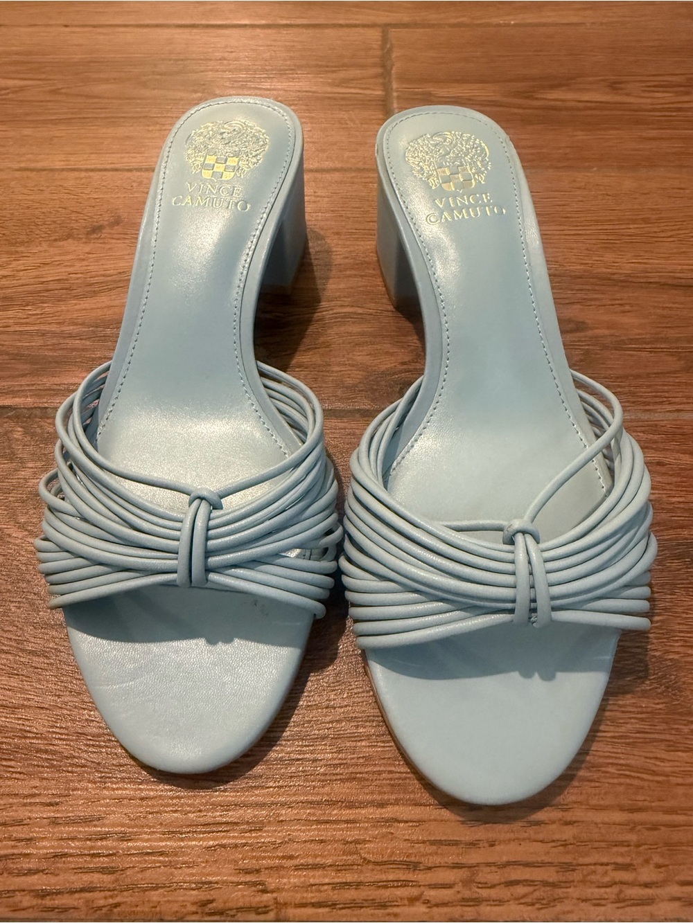 ✨Vince Camuto Women's Light Blue Strappy Block Heel Sandals